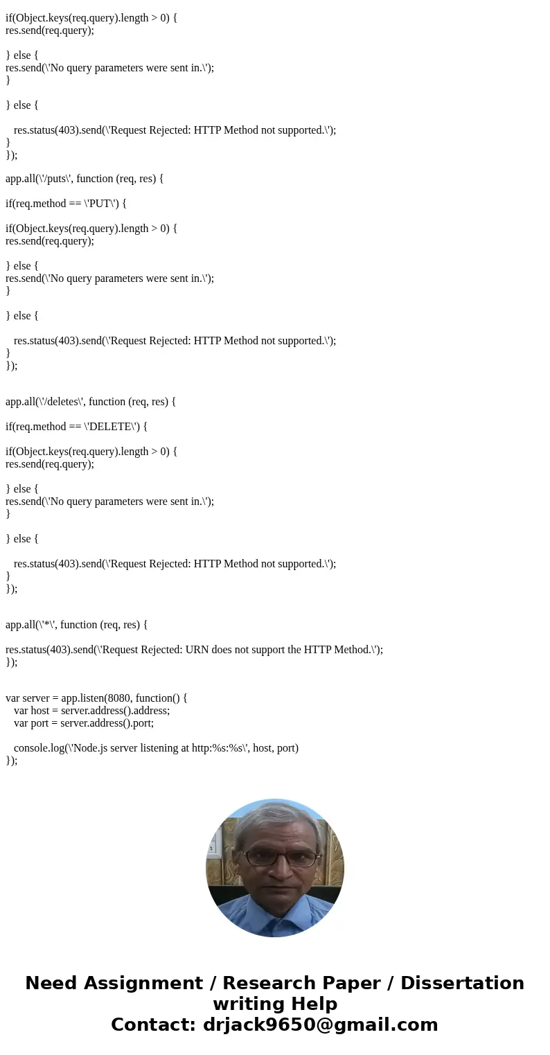 Create a Node.js server that accepts requests and creates responses and host it on Apigee. – The server should accept GET, POST, PUT and DELETE requests. – Any  Create a Node.js server that accepts requests and creates responses and host it on Apigee. – The server should accept GET, POST, PUT and DELETE requests. – Any