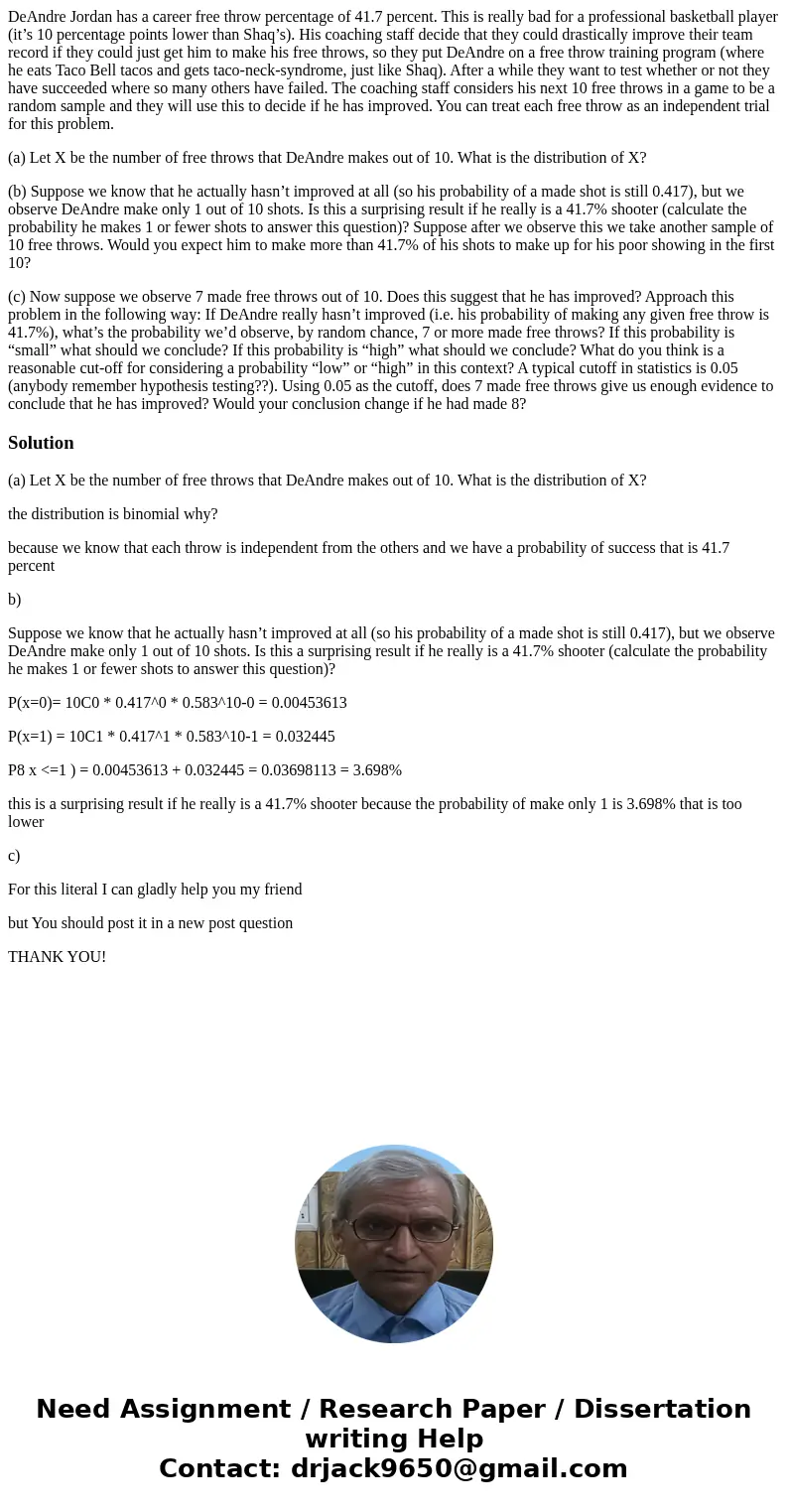 DeAndre Jordan has a career free throw percentage of 41.7 percent. This is really bad for a professional basketball player (it’s 10 percentage points lower than DeAndre Jordan has a career free throw percentage of 41.7 percent. This is really bad for a professional basketball player (it’s 10 percentage points lower than