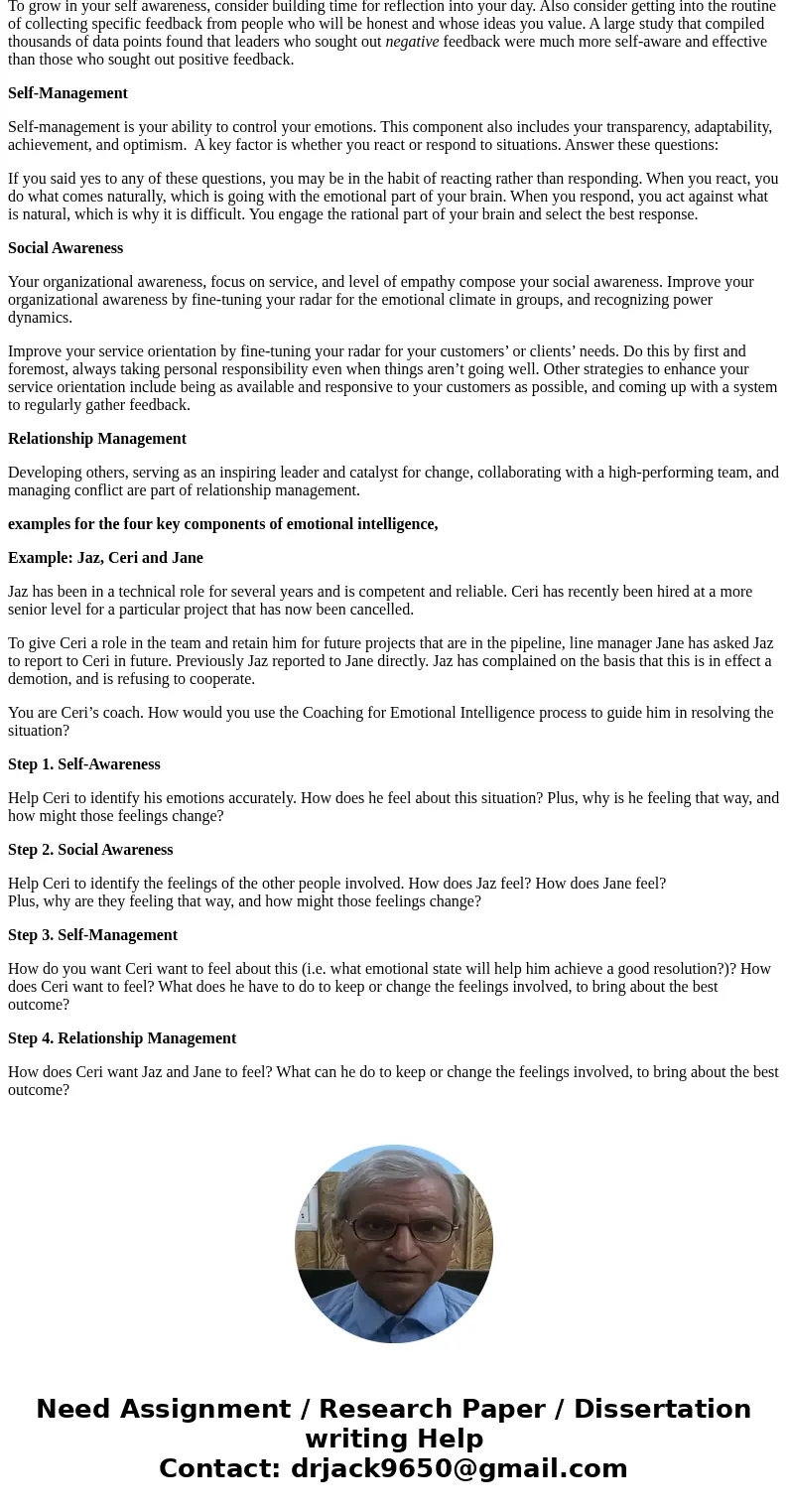Define and provide examples for the four key components of emotional intelligence,SolutionDEFINITION \ Define and provide examples for the four key components of emotional intelligence,SolutionDEFINITION \