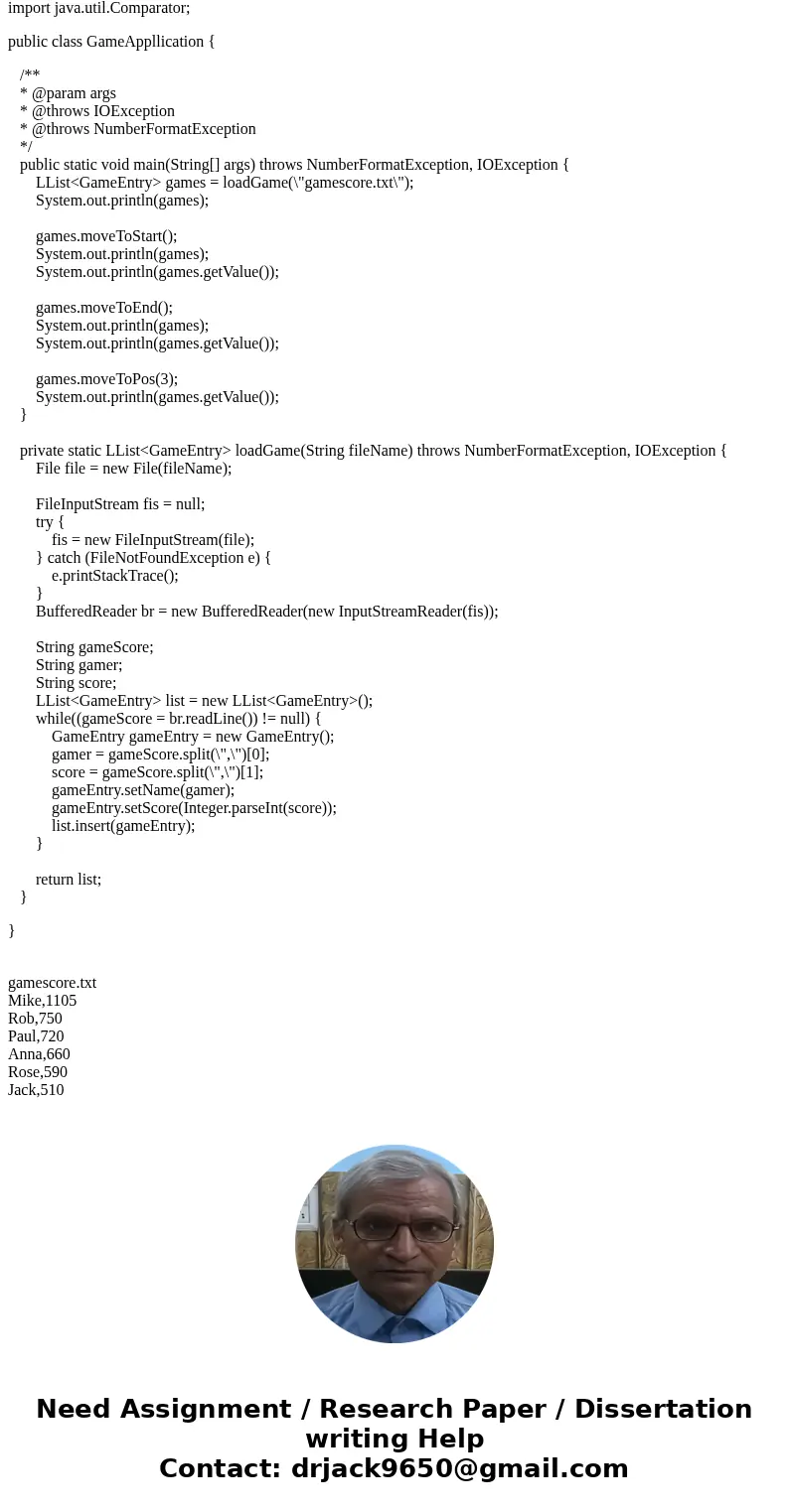 DO NOT HARD CODE ANYTHING! Write a class that maintains the scores for a game application. Implement the addition and removal function to update the database. T DO NOT HARD CODE ANYTHING! Write a class that maintains the scores for a game application. Implement the addition and removal function to update the database. T