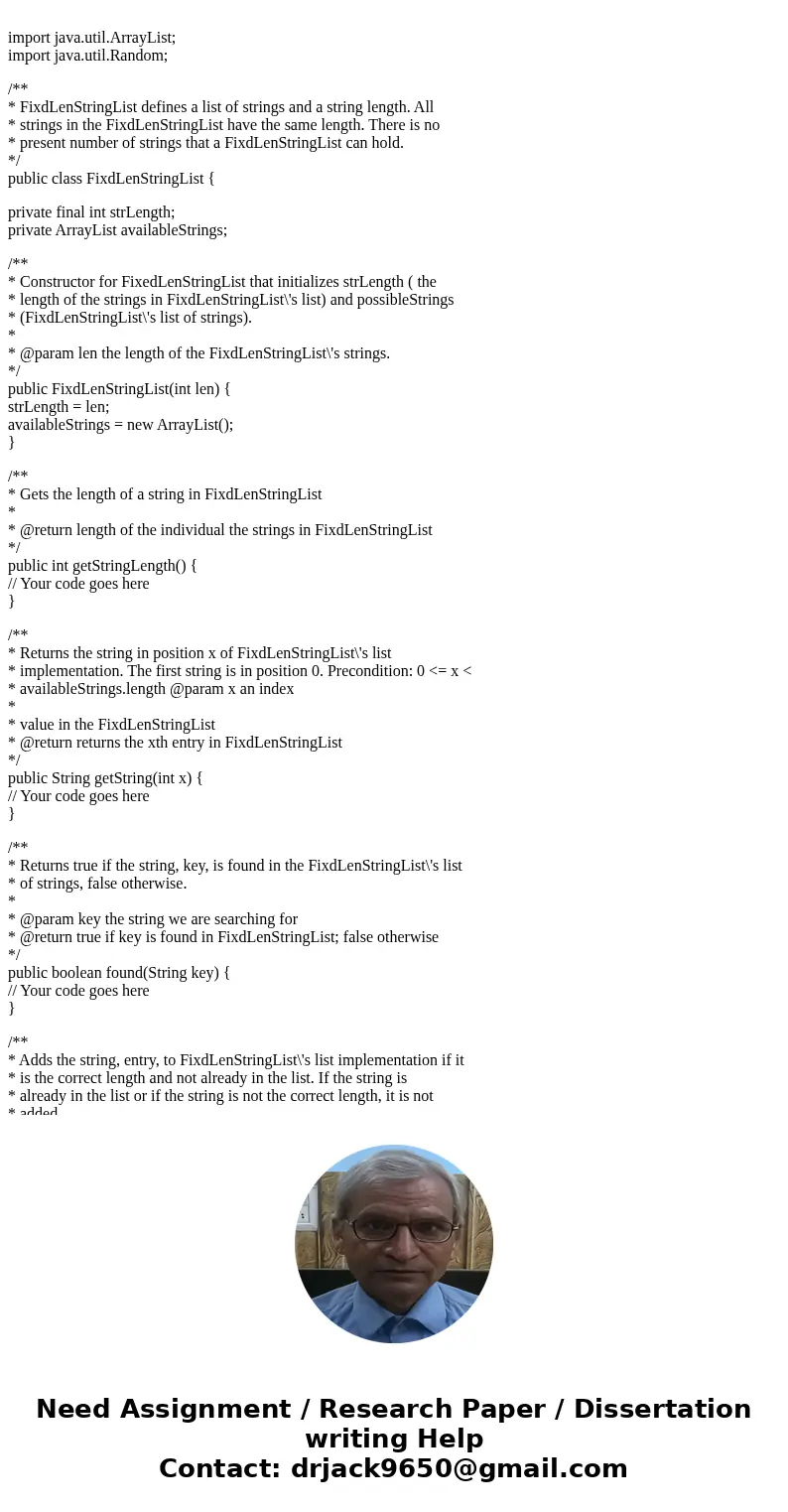 Exercise 1 (10 Points): Define a FixdLenStringList class that encapsulate a list of strings and a string length. All string in a FixdLenStringList have the same Exercise 1 (10 Points): Define a FixdLenStringList class that encapsulate a list of strings and a string length. All string in a FixdLenStringList have the same