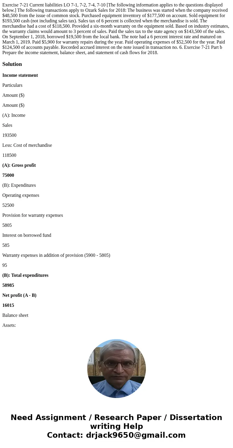 Exercise 7-21 Current liabilities LO 7-1, 7-2, 7-4, 7-10 [The following information applies to the questions displayed below.] The following transactions apply 