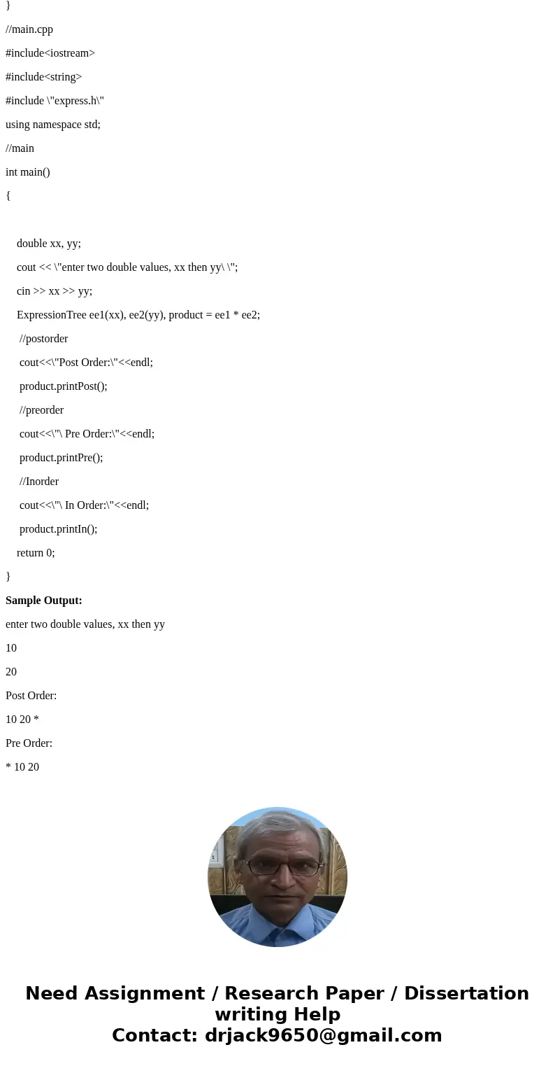// FILE: express.h // CLASS PROVIDED: ExpressionTree // This class provides only NONEMPTY expression trees // from Project 1 of Chapter 10 in first edition of / // FILE: express.h // CLASS PROVIDED: ExpressionTree // This class provides only NONEMPTY expression trees // from Project 1 of Chapter 10 in first edition of /