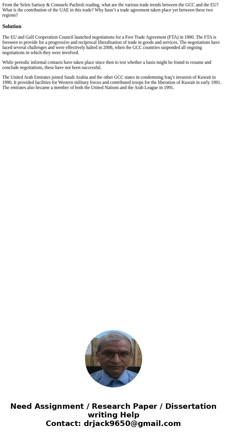 From the Selen Sarisoy & Consuelo Pachioli reading, what are the various trade trends between the GCC and the EU? What is the contribution of the UAE in thi From the Selen Sarisoy & Consuelo Pachioli reading, what are the various trade trends between the GCC and the EU? What is the contribution of the UAE in thi