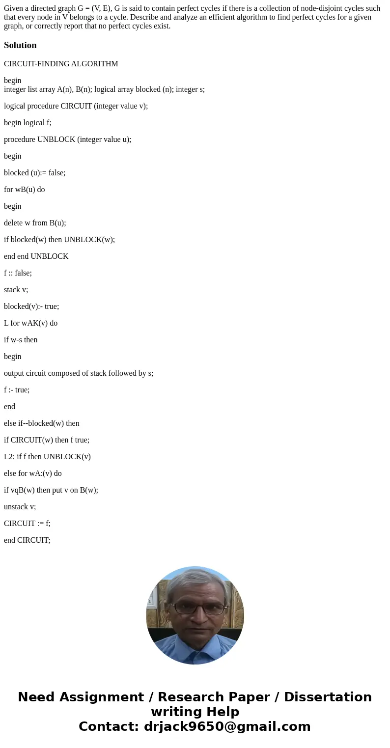 Given a directed graph G = (V, E), G is said to contain perfect cycles if there is a collection of node-disjoint cycles such that every node in V belongs to a   Given a directed graph G = (V, E), G is said to contain perfect cycles if there is a collection of node-disjoint cycles such that every node in V belongs to a