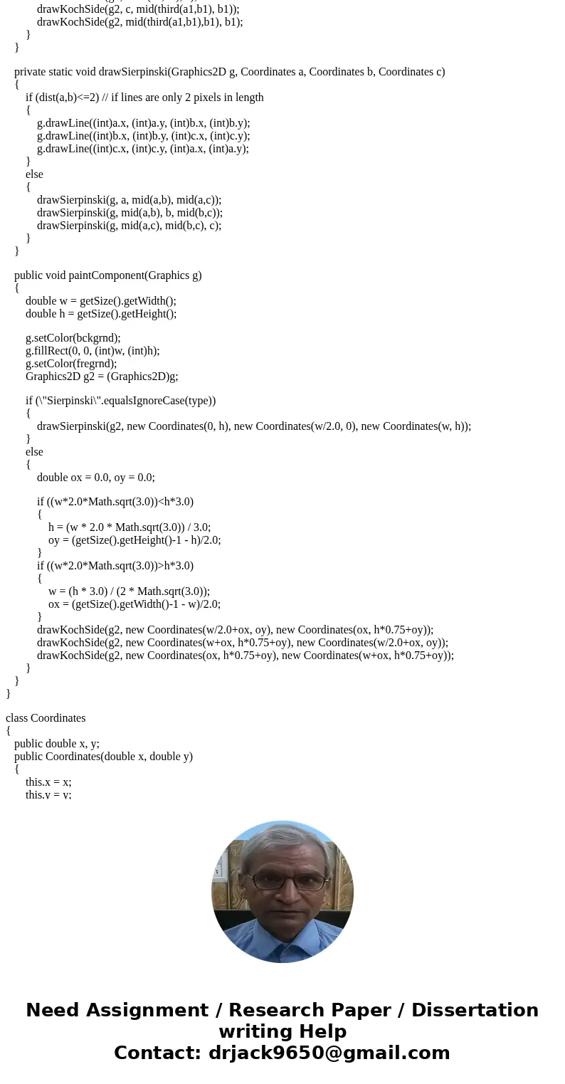Homework 05 Due 02/10/2015 11:55pm Triangles! Oh Fractals! Objective: Write a program in which draws (yes it actually makes a picture) a triangular fractal usin Homework 05 Due 02/10/2015 11:55pm Triangles! Oh Fractals! Objective: Write a program in which draws (yes it actually makes a picture) a triangular fractal usin