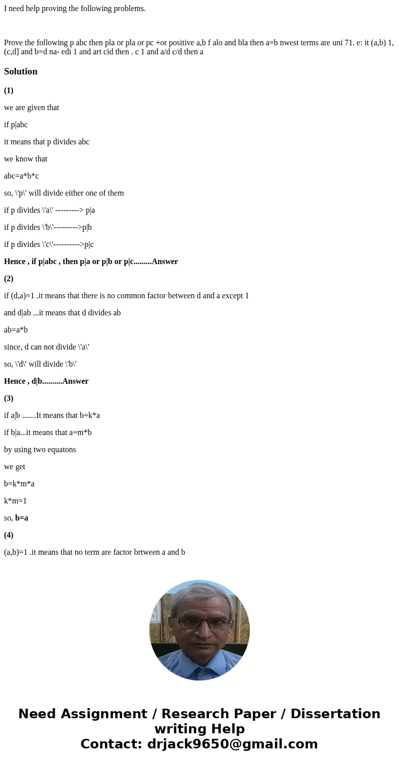 I need help proving the following problems. Prove the following p abc then pla or pla or pc +or positive a,b f alo and bla then a=b nwest terms are uni 71. e: i I need help proving the following problems. Prove the following p abc then pla or pla or pc +or positive a,b f alo and bla then a=b nwest terms are uni 71. e: i