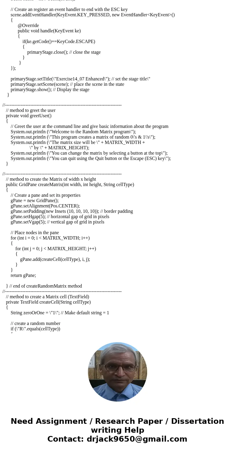 JAVA Assignment (using JavaFX): Overview: For this assignment, you will create a random (10x10) matrix of 1s and 0s as illustrated in the assignment example lin JAVA Assignment (using JavaFX): Overview: For this assignment, you will create a random (10x10) matrix of 1s and 0s as illustrated in the assignment example lin