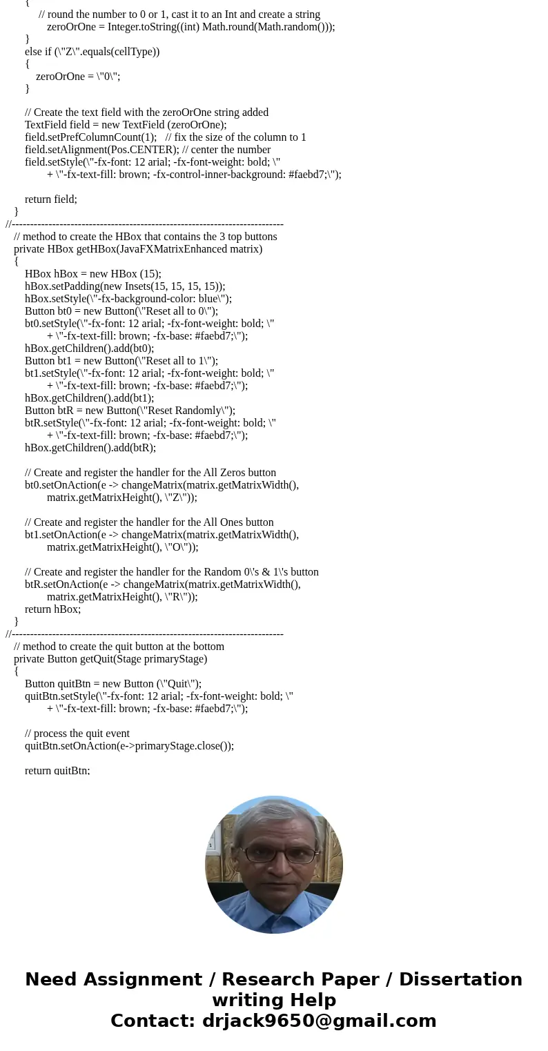 JAVA Assignment (using JavaFX): Overview: For this assignment, you will create a random (10x10) matrix of 1s and 0s as illustrated in the assignment example lin JAVA Assignment (using JavaFX): Overview: For this assignment, you will create a random (10x10) matrix of 1s and 0s as illustrated in the assignment example lin