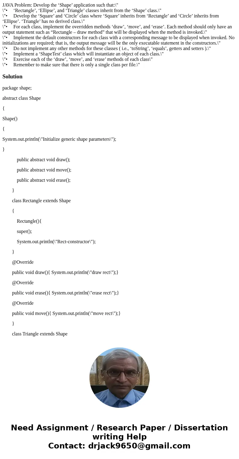 JAVA Problem: Develop the ‘Shape’ application such that:\ JAVA Problem: Develop the ‘Shape’ application such that:\