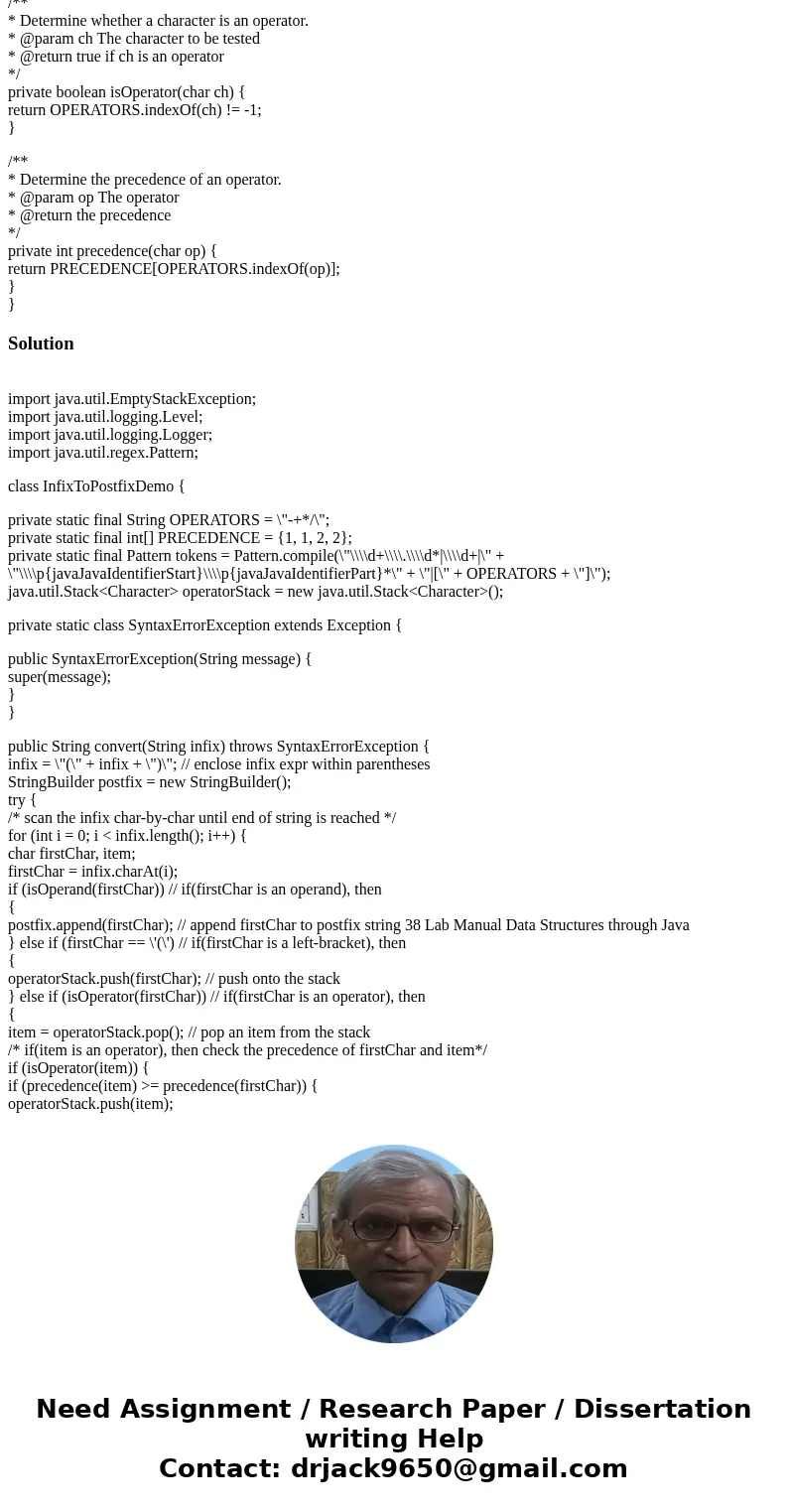 (Java) Provide a complete implementation of class LinkedStack and test it (main method) on the InfixToPostfix applcation (listed below). package linkedstack; im (Java) Provide a complete implementation of class LinkedStack and test it (main method) on the InfixToPostfix applcation (listed below). package linkedstack; im