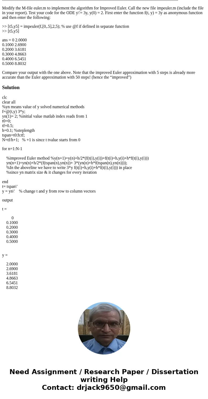 Need help with MATLAB code. Fuction file euler. m is given below. .............................................................................................. Need help with MATLAB code. Fuction file euler. m is given below. ..............................................................................................