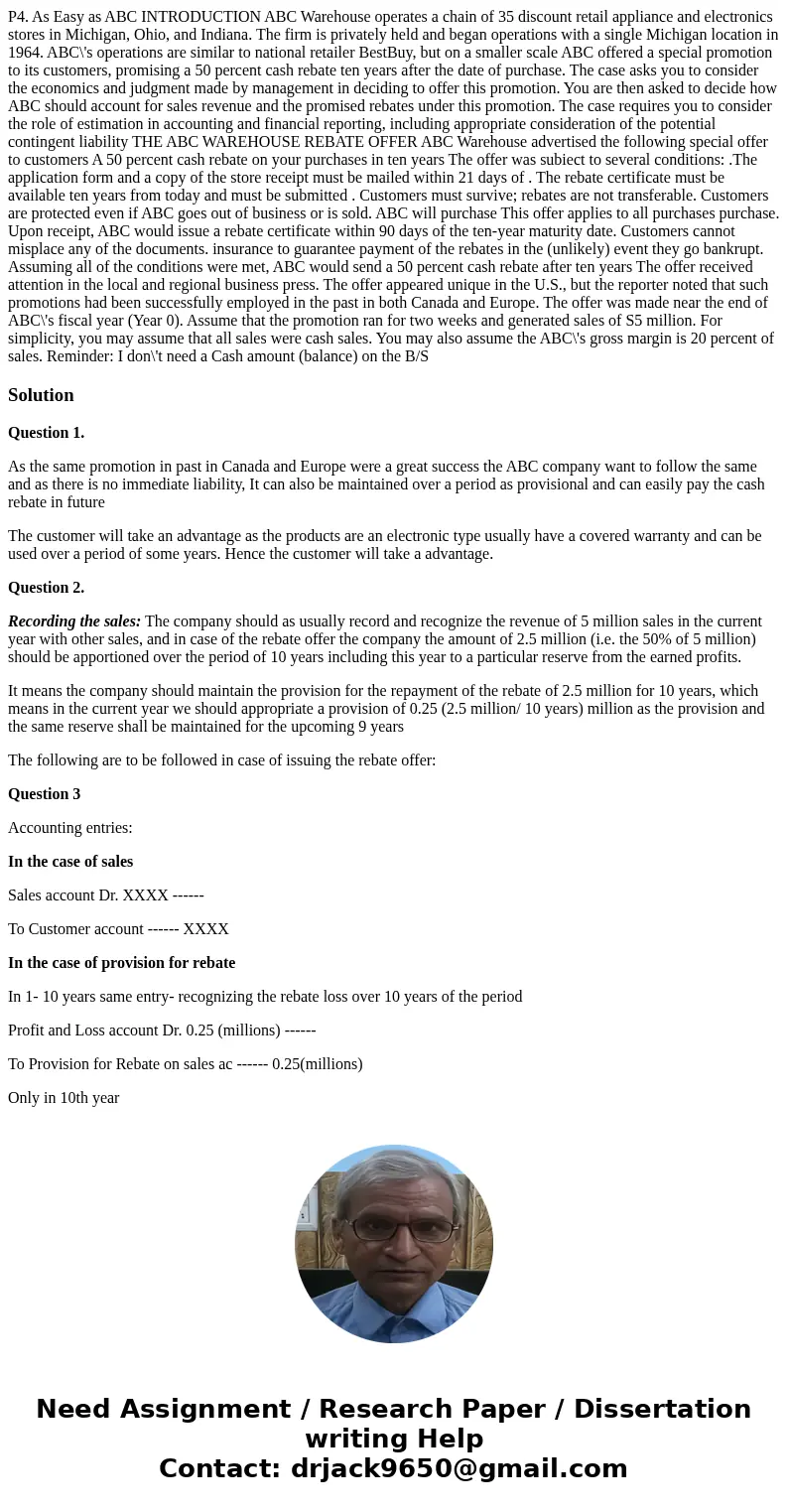  P4. As Easy as ABC INTRODUCTION ABC Warehouse operates a chain of 35 discount retail appliance and electronics stores in Michigan, Ohio, and Indiana. The firm 