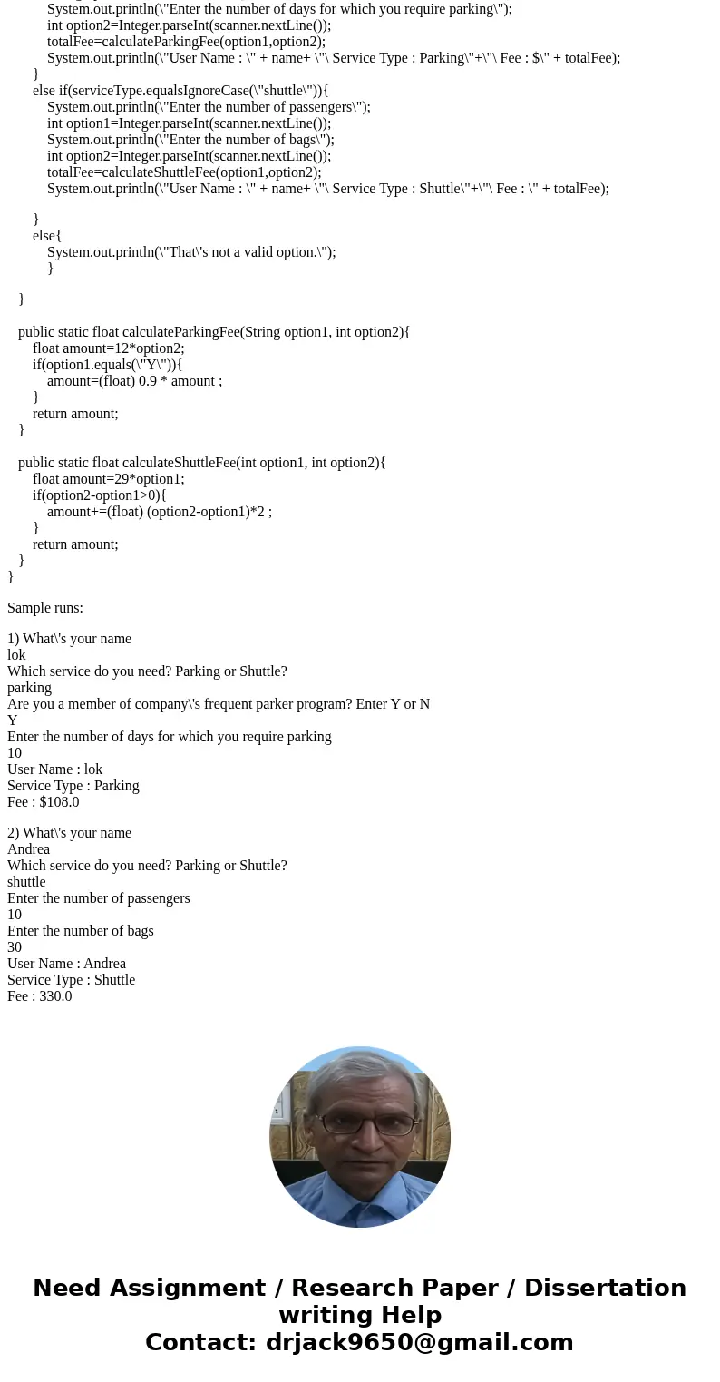 Plan the logic for an airport services company program to determine service fees. The program prompts the user for their name and the type of service needed—par Plan the logic for an airport services company program to determine service fees. The program prompts the user for their name and the type of service needed—par