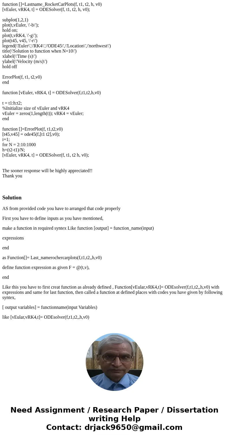 Please help to create this Matlab code !! These are 2 different scripts we were told to start with : 1) clear;clc v0 = 15; b = 0.23; mc = 1200; g = -9.81; F_r = Please help to create this Matlab code !! These are 2 different scripts we were told to start with : 1) clear;clc v0 = 15; b = 0.23; mc = 1200; g = -9.81; F_r =