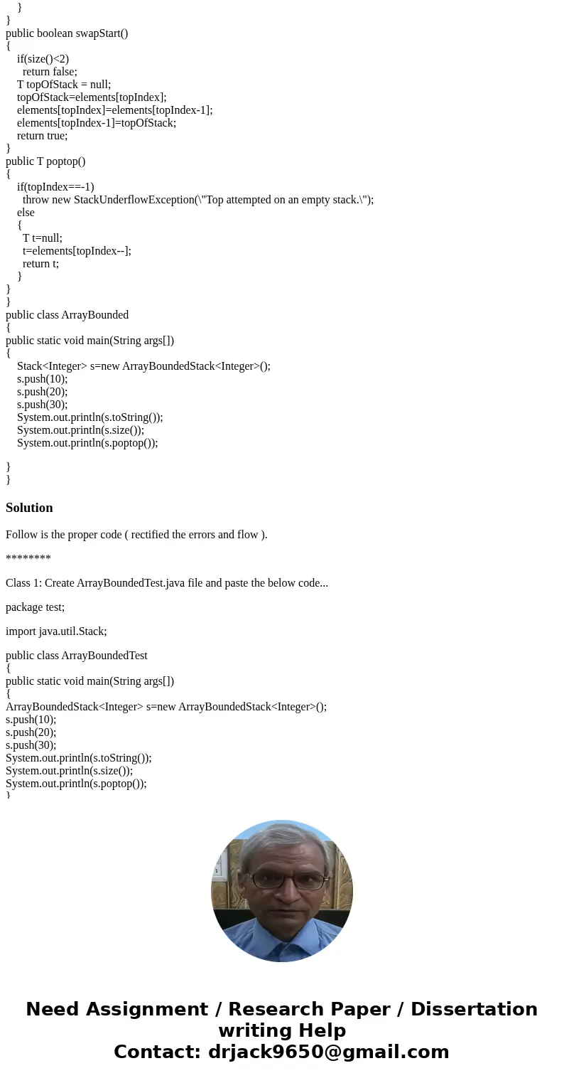Please review my code (java) Someone helped me with it but i cannot get it to compile i tried to separate the code that didnt work. package ch02.stacks; import  Please review my code (java) Someone helped me with it but i cannot get it to compile i tried to separate the code that didnt work. package ch02.stacks; import