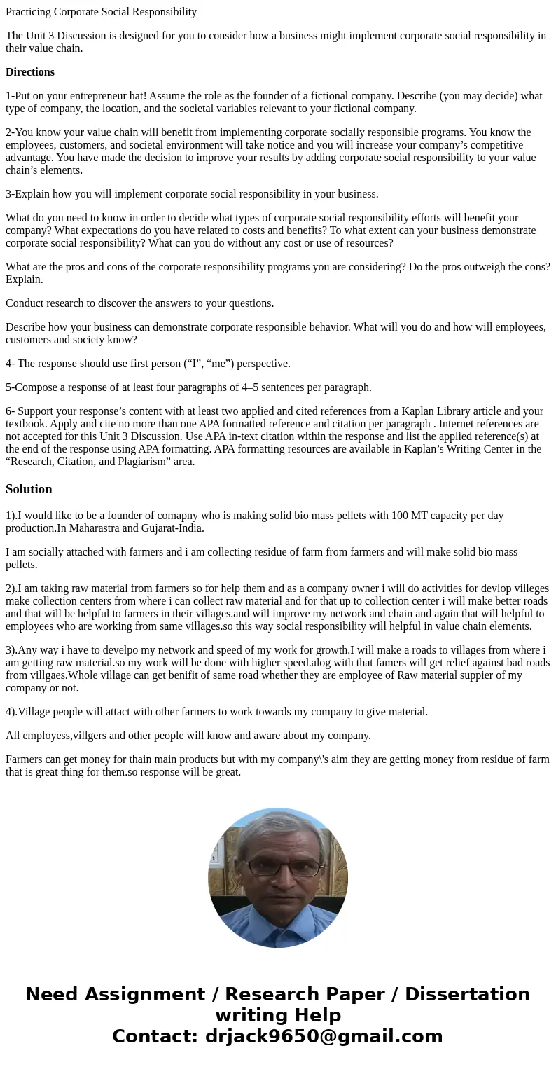 Practicing Corporate Social Responsibility The Unit 3 Discussion is designed for you to consider how a business might implement corporate social responsibility  Practicing Corporate Social Responsibility The Unit 3 Discussion is designed for you to consider how a business might implement corporate social responsibility