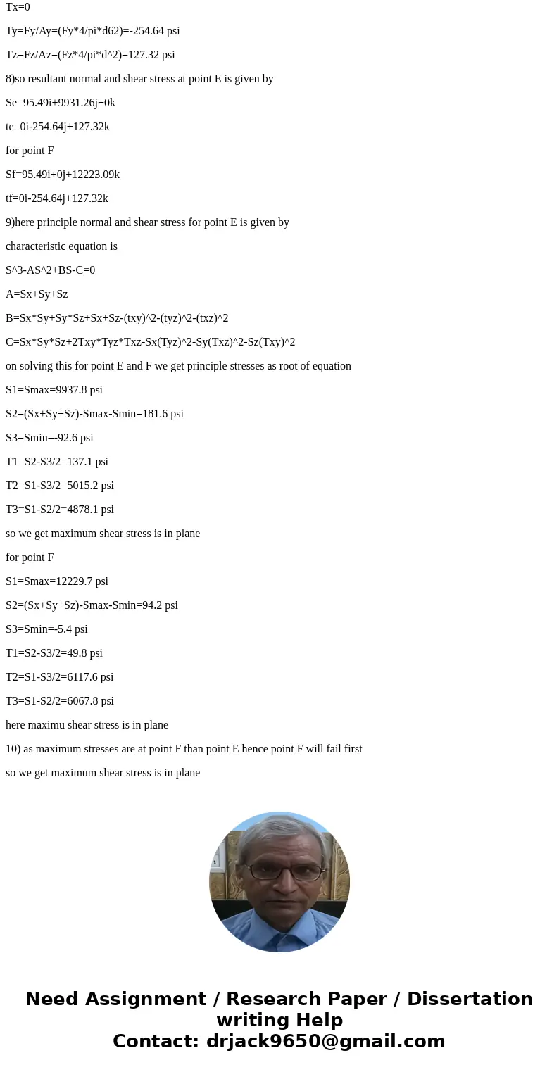 Problem from Mech Design 1 class. 1. a) Sketch the stress elements at pts E and F as designated in class and determine the magnitudes and directions for all str Problem from Mech Design 1 class. 1. a) Sketch the stress elements at pts E and F as designated in class and determine the magnitudes and directions for all str