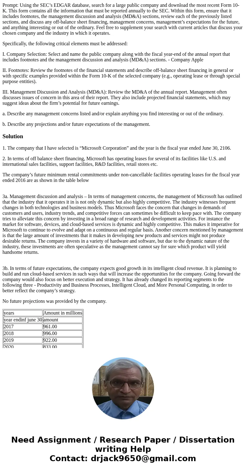 Prompt: Using the SEC’s EDGAR database, search for a large public company and download the most recent Form 10-K. This form contains all the information that mu Prompt: Using the SEC’s EDGAR database, search for a large public company and download the most recent Form 10-K. This form contains all the information that mu