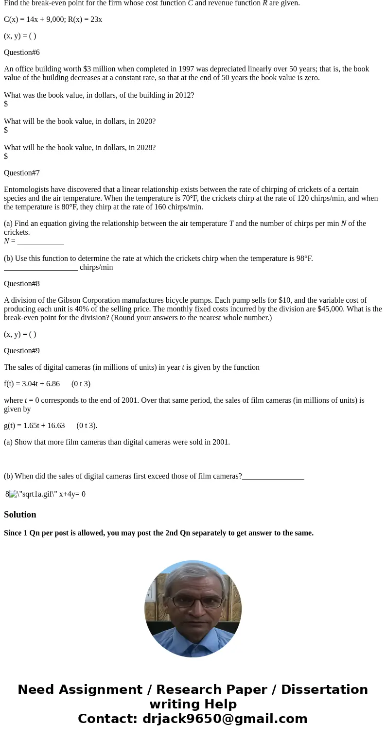 Question#1 Determine whether the equation defines y as a linear function of x. If so, write it in the form y = mx + b. (If an answer does not exist, enter DNE.)