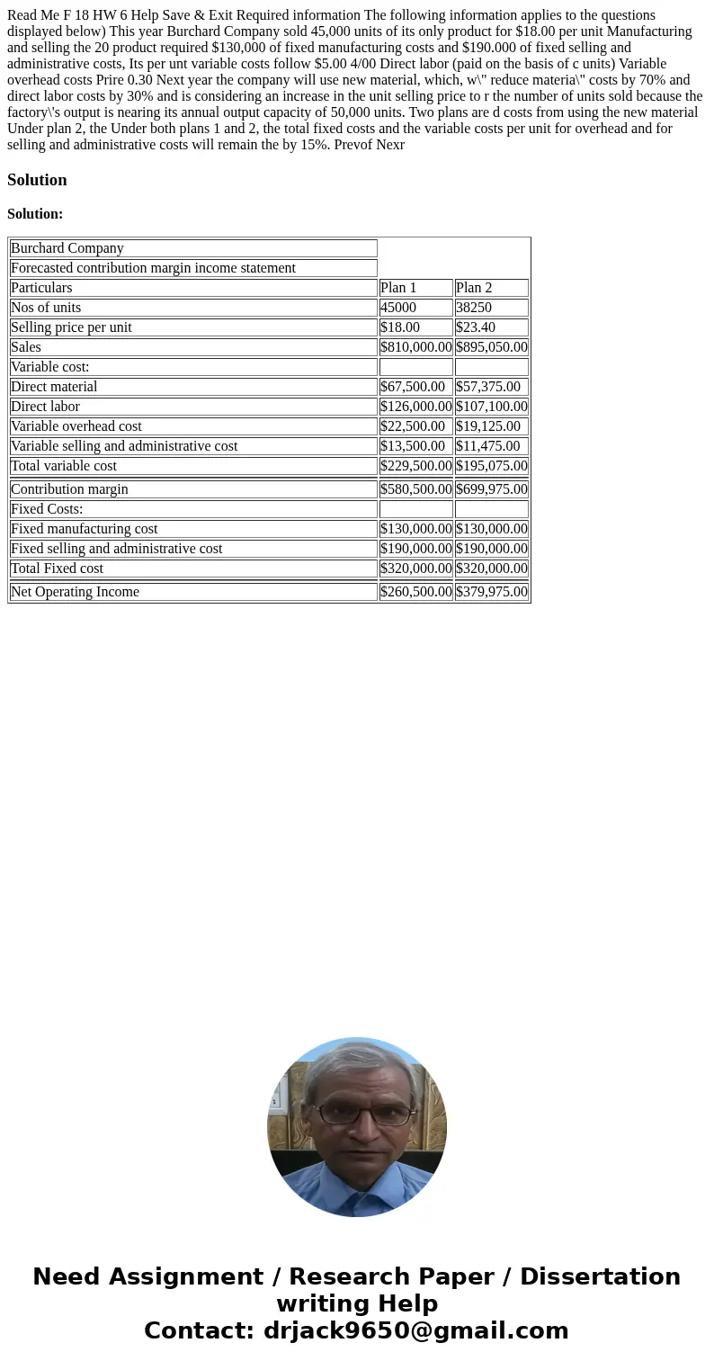  Read Me F 18 HW 6 Help Save & Exit Required information The following information applies to the questions displayed below) This year Burchard Company sold