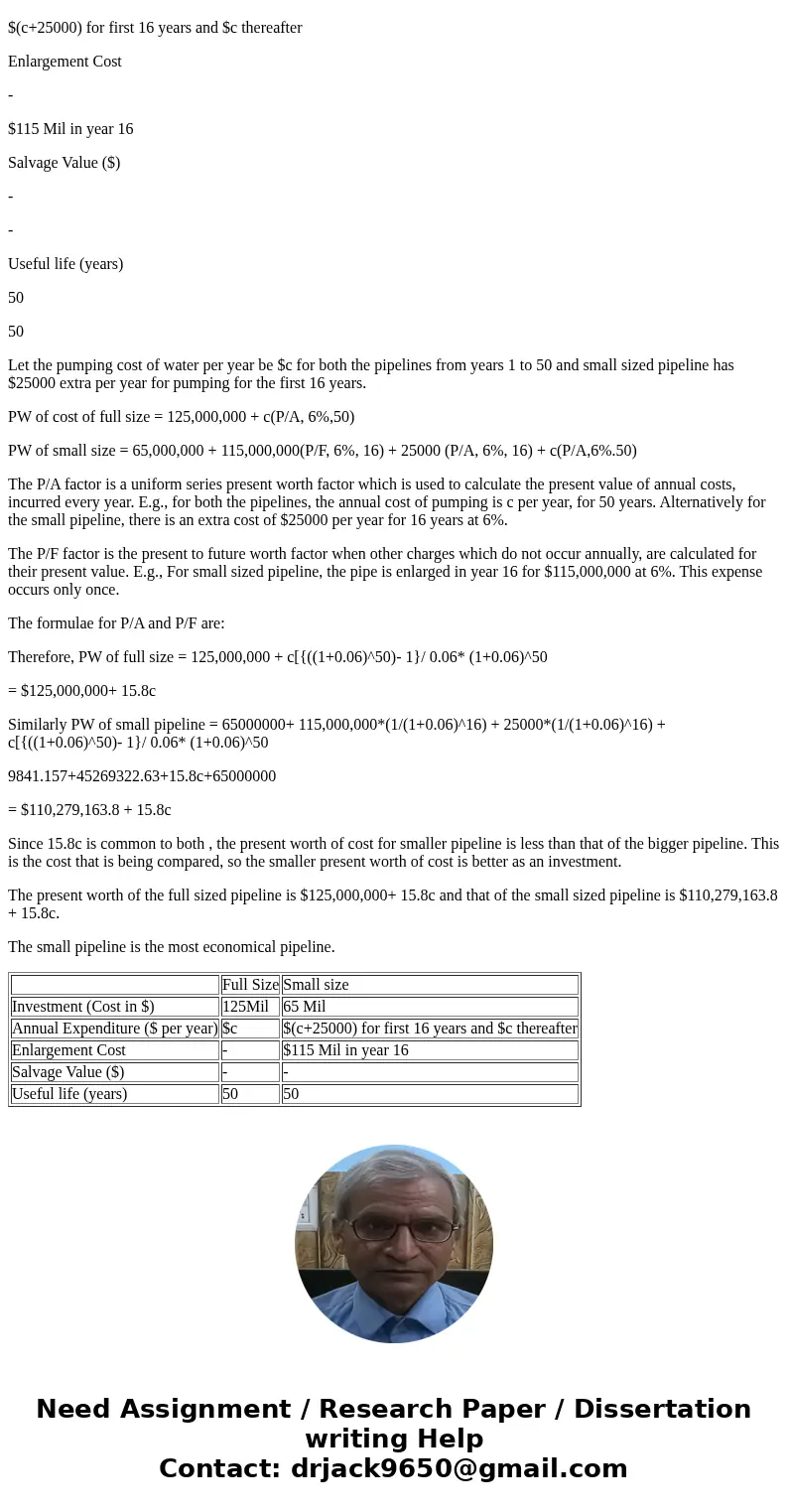Required information In order to provide drinking water as part of its 50- year plan, a west coast city is considering constructing a pipeline for importing wa  Required information In order to provide drinking water as part of its 50- year plan, a west coast city is considering constructing a pipeline for importing wa