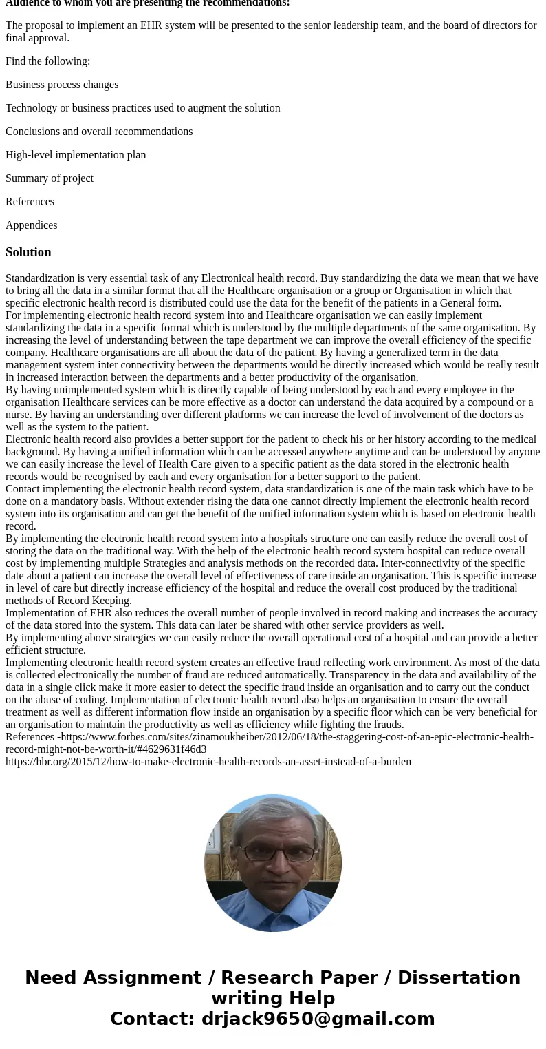Subject of Course Project: Implementation of an Electronic Health Record (EHR) System Business problem statement: The behavioral health industry is moving towar