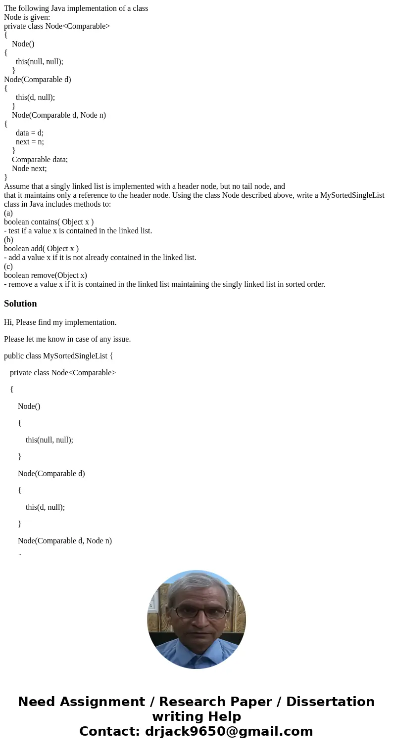 The following Java implementation of a class Node is given: private class Node<Comparable> { Node() { this(null, null); } Node(Comparable d) { this(d, nul The following Java implementation of a class Node is given: private class Node<Comparable> { Node() { this(null, null); } Node(Comparable d) { this(d, nul