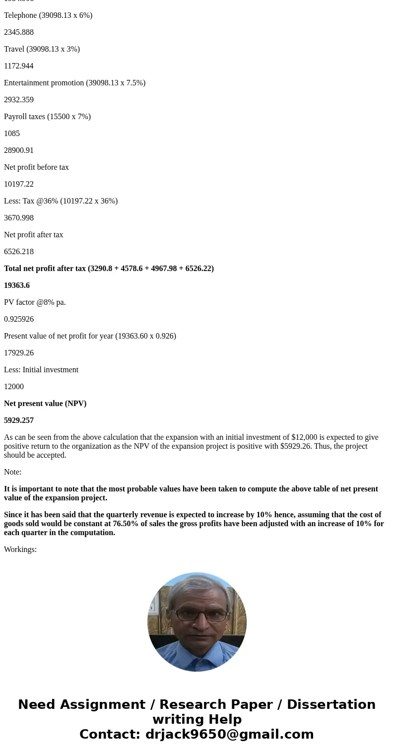  The owner of a small business is planning on expanding his business. The expansion will take an initial investment of S12,000 in cash from his existing busines
