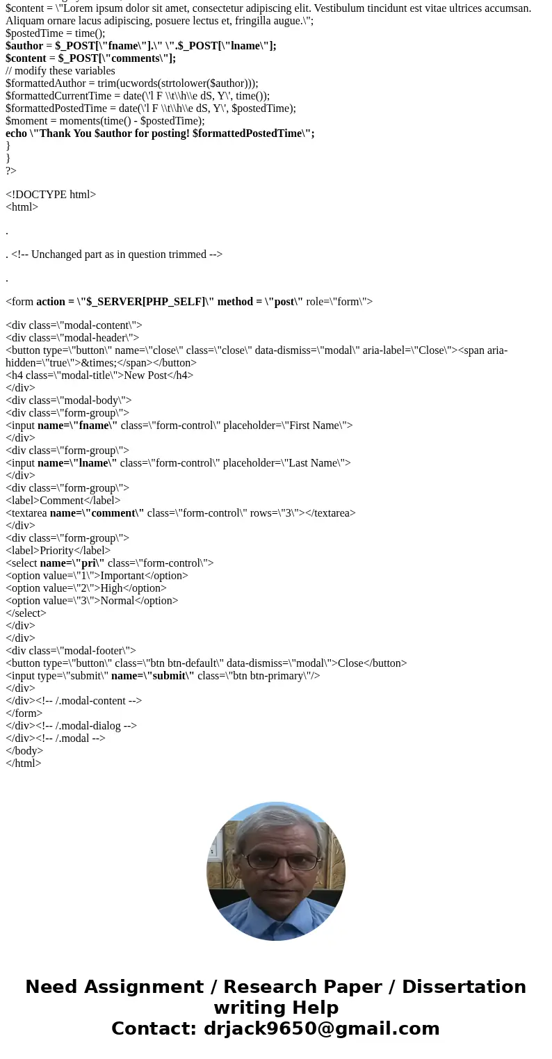 The purpose of this lab is to work with forms and arrays. 1. Refactor the code so that the moments() function is in a separate file named functions.php require( The purpose of this lab is to work with forms and arrays. 1. Refactor the code so that the moments() function is in a separate file named functions.php require(