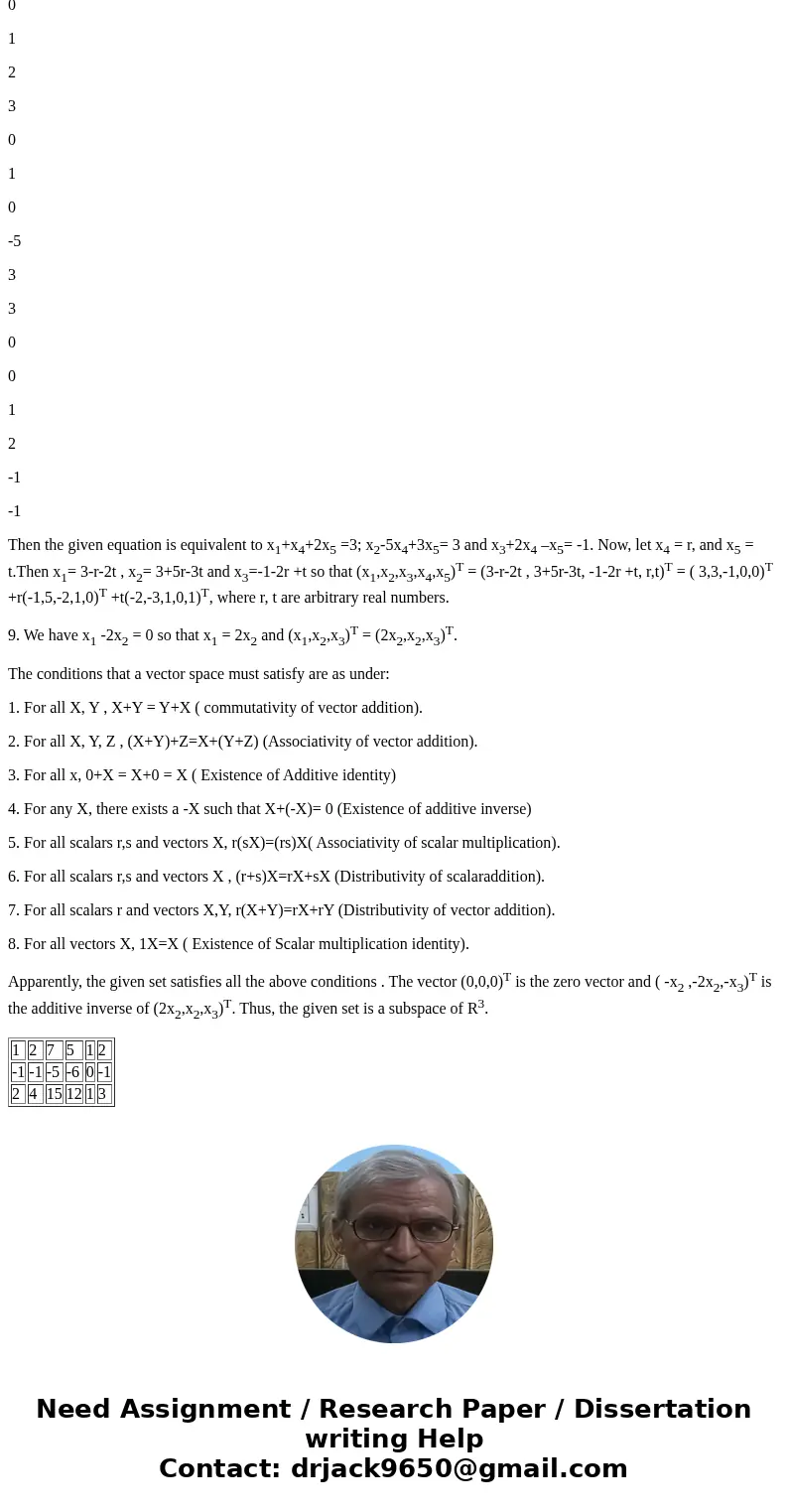 these are 2 seperate questions 1 2 7 5 11 8, what is the complete solution of -1 rs -1 2 4 15 12 1 J 9. Determine whether the following set is a subspace of 3N3 these are 2 seperate questions 1 2 7 5 11 8, what is the complete solution of -1 rs -1 2 4 15 12 1 J 9. Determine whether the following set is a subspace of 3N3