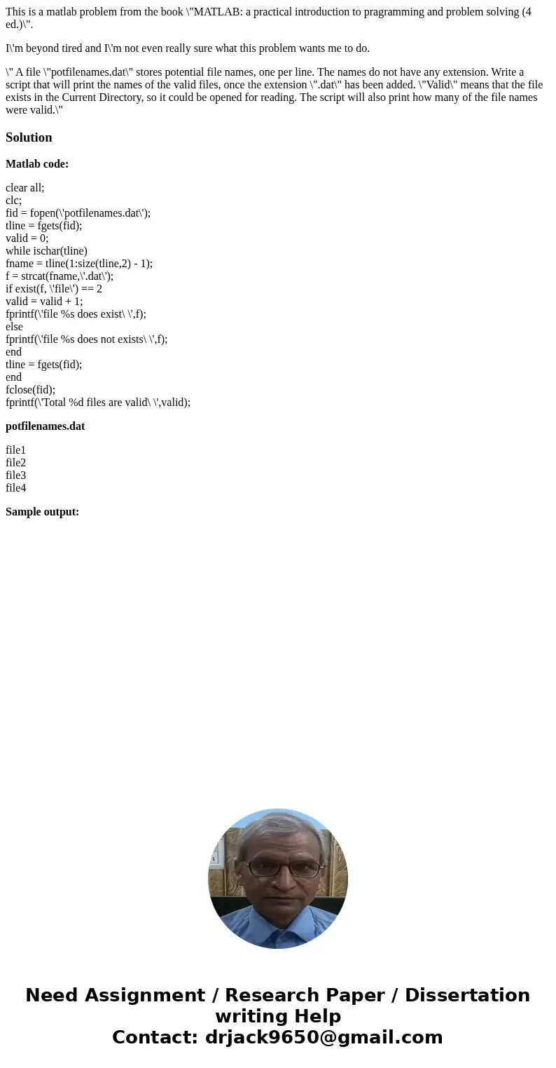 This is a matlab problem from the book \ This is a matlab problem from the book \
