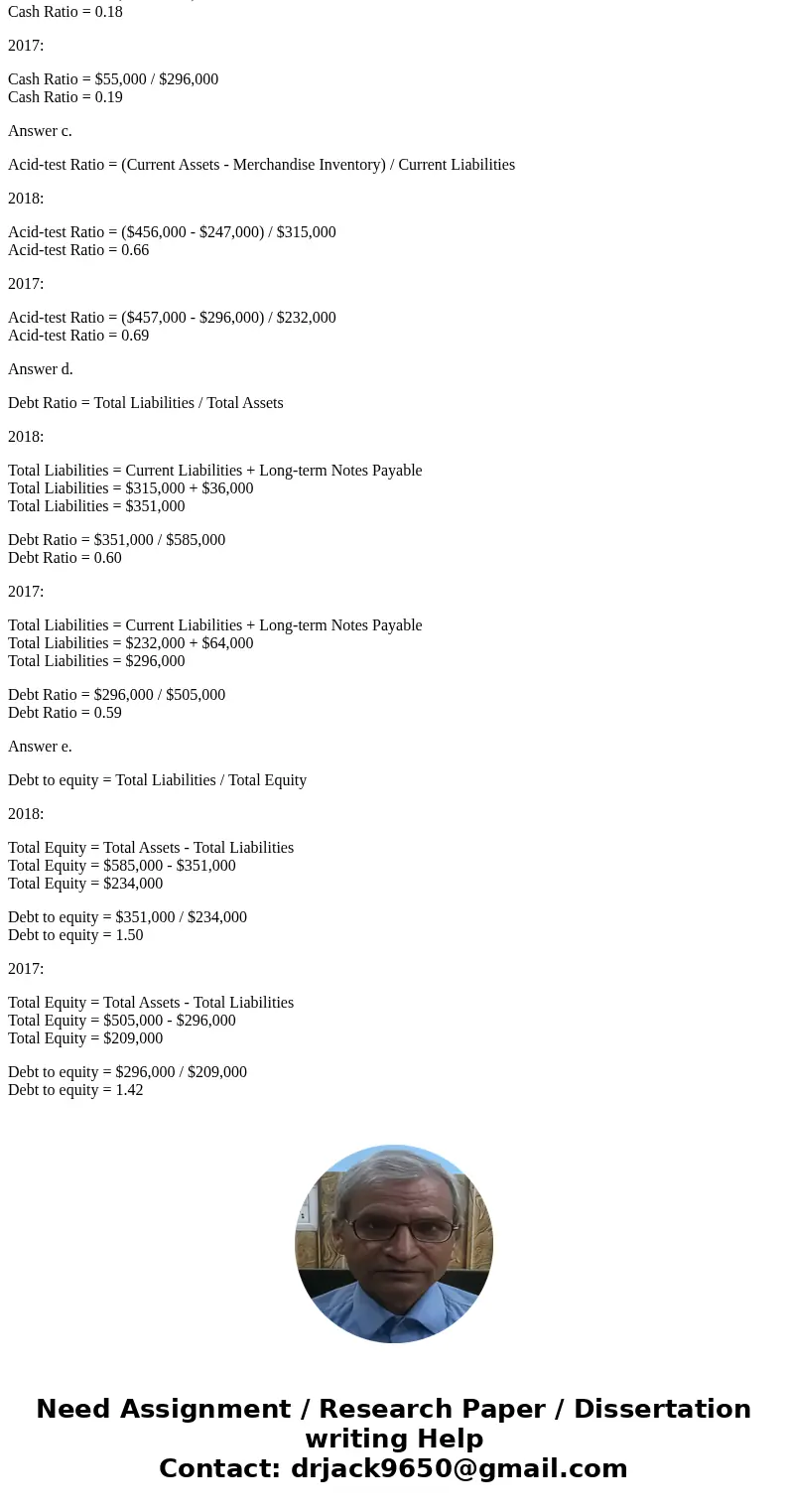 This T 2018 122,000 108,000 Merchandise Inventory 315,000 232,000 36,000 64,000 168,000 173,000 Total Current Liabilities 2018 PrintDone SolutionAnswer a. Curr  This T 2018 122,000 108,000 Merchandise Inventory 315,000 232,000 36,000 64,000 168,000 173,000 Total Current Liabilities 2018 PrintDone SolutionAnswer a. Curr