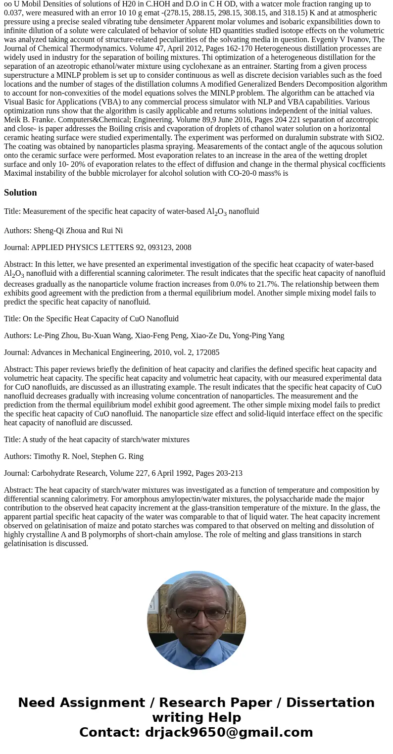 Topic is specific heat capacity of water. oo U Mobil Densities of solutions of H20 in C.HOH and D.O in C H OD, with a watcer mole fraction ranging up to 0.037,  Topic is specific heat capacity of water. oo U Mobil Densities of solutions of H20 in C.HOH and D.O in C H OD, with a watcer mole fraction ranging up to 0.037,