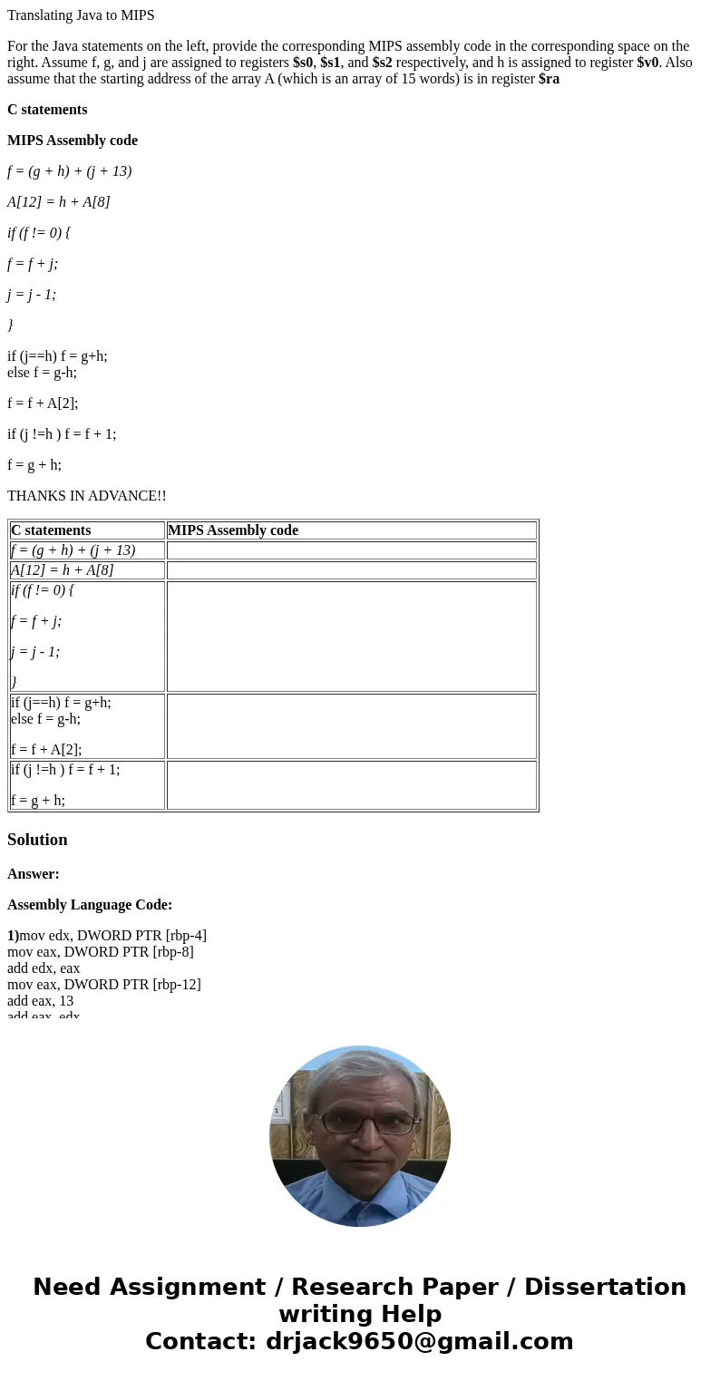 Translating Java to MIPS For the Java statements on the left, provide the corresponding MIPS assembly code in the corresponding space on the right. Assume f, g, Translating Java to MIPS For the Java statements on the left, provide the corresponding MIPS assembly code in the corresponding space on the right. Assume f, g,