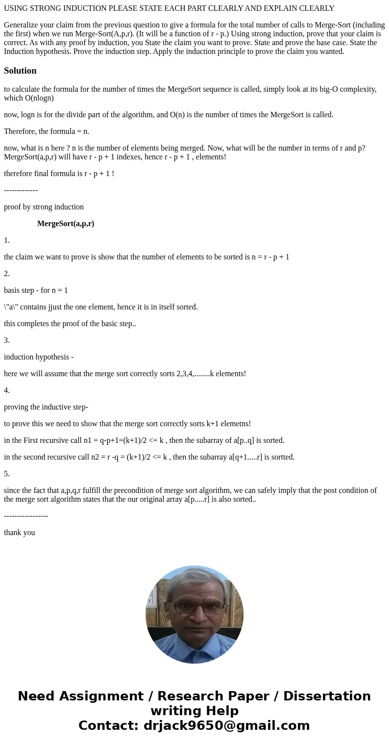USING STRONG INDUCTION PLEASE STATE EACH PART CLEARLY AND EXPLAIN CLEARLY Generalize your claim from the previous question to give a formula for the total numbe USING STRONG INDUCTION PLEASE STATE EACH PART CLEARLY AND EXPLAIN CLEARLY Generalize your claim from the previous question to give a formula for the total numbe