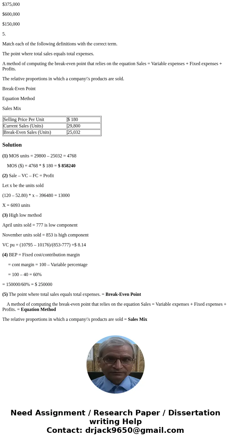 1. Maruska Corporation has provided the following data concerning its only product: What is the margin of safety in dollars? $4,505,760 $858,240 $3,576,000 $5,3 1. Maruska Corporation has provided the following data concerning its only product: What is the margin of safety in dollars? $4,505,760 $858,240 $3,576,000 $5,3