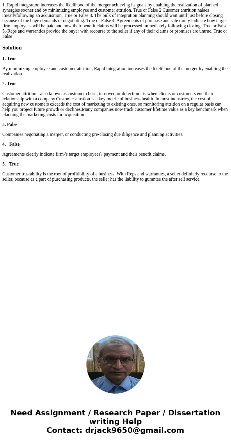 1. Rapid integration increases the likelihood of the merger achieving its goals by enabling the realization of planned synergies sooner and by minimizing emplo  1. Rapid integration increases the likelihood of the merger achieving its goals by enabling the realization of planned synergies sooner and by minimizing emplo