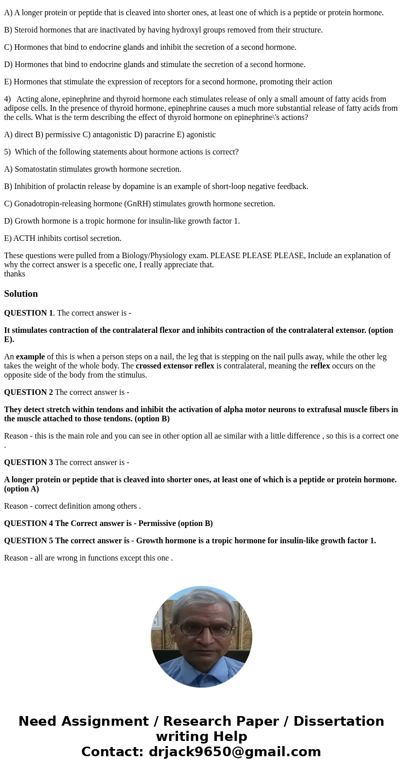 1) Which best describes an event that occurs as part of the crossed-extensor reflex? A) It stimulates contraction of the contralateral extensor and inhibits con 1) Which best describes an event that occurs as part of the crossed-extensor reflex? A) It stimulates contraction of the contralateral extensor and inhibits con