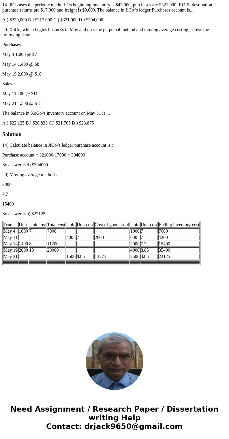 14. JiCo uses the periodic method. Its beginning inventory is $43,000, purchases are $321,000, F.O.B. destination, purchase returns are $17,000 and freight is $ 14. JiCo uses the periodic method. Its beginning inventory is $43,000, purchases are $321,000, F.O.B. destination, purchase returns are $17,000 and freight is $