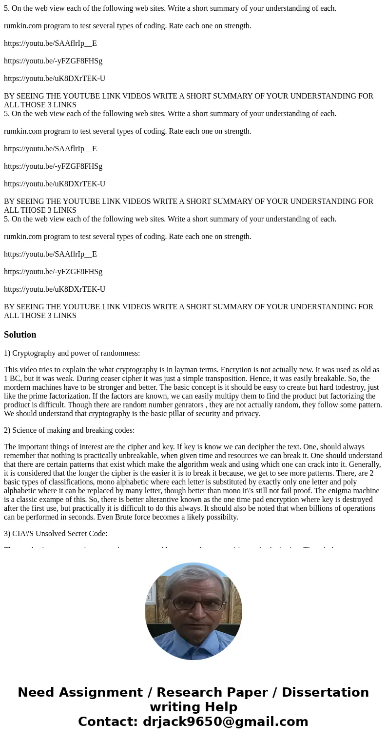 5. On the web view each of the following web sites. Write a short summary of your understanding of each. rumkin.com program to test several types of coding. Ra  5. On the web view each of the following web sites. Write a short summary of your understanding of each. rumkin.com program to test several types of coding. Ra