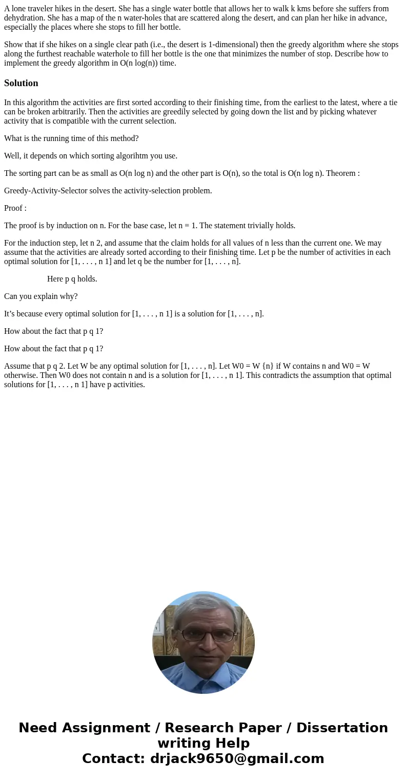 A lone traveler hikes in the desert. She has a single water bottle that allows her to walk k kms before she suffers from dehydration. She has a map of the n wat A lone traveler hikes in the desert. She has a single water bottle that allows her to walk k kms before she suffers from dehydration. She has a map of the n wat