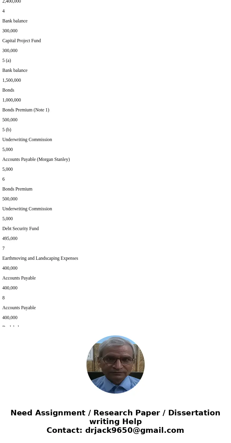 Assume that Stafford Township decided to construct a bridge in 2018 that is expected to cost $3,000,000. The bridge construction and related costs are to be fin