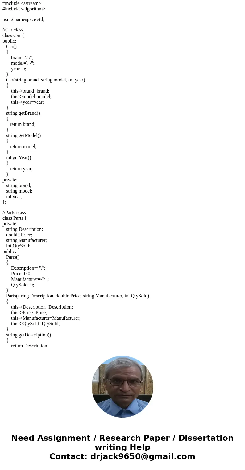 C++ Business is booming for Luigi and Gina LaMota and their automotive parts business. They would like you to help them keep track of the items that sell the be C++ Business is booming for Luigi and Gina LaMota and their automotive parts business. They would like you to help them keep track of the items that sell the be