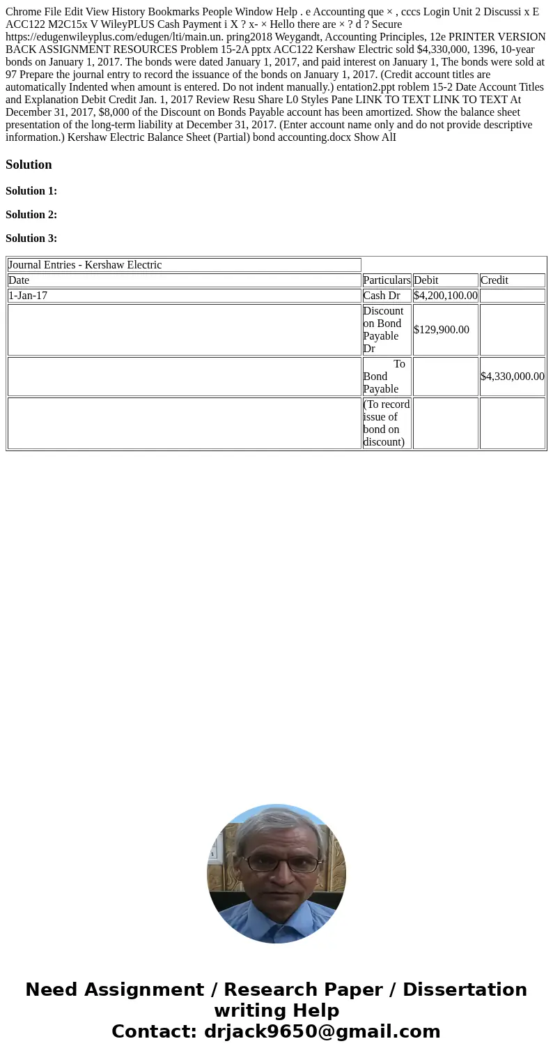  Chrome File Edit View History Bookmarks People Window Help . e Accounting que × , cccs Login Unit 2 Discussi x E ACC122 M2C15x V WileyPLUS Cash Payment i X ? x