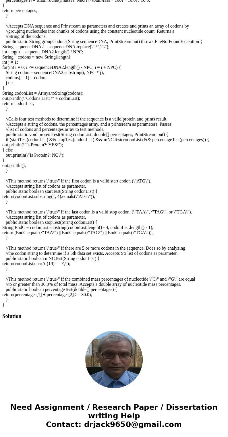 For my Computer science class I am suppose input a file called dna.txt which includes codons. And then create a output file that includes various things about t For my Computer science class I am suppose input a file called dna.txt which includes codons. And then create a output file that includes various things about t