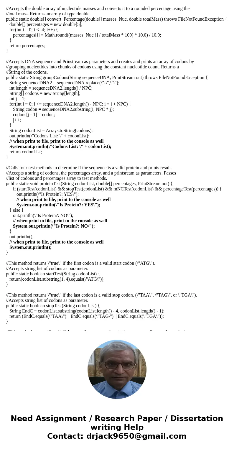 For my Computer science class I am suppose input a file called dna.txt which includes codons. And then create a output file that includes various things about t For my Computer science class I am suppose input a file called dna.txt which includes codons. And then create a output file that includes various things about t