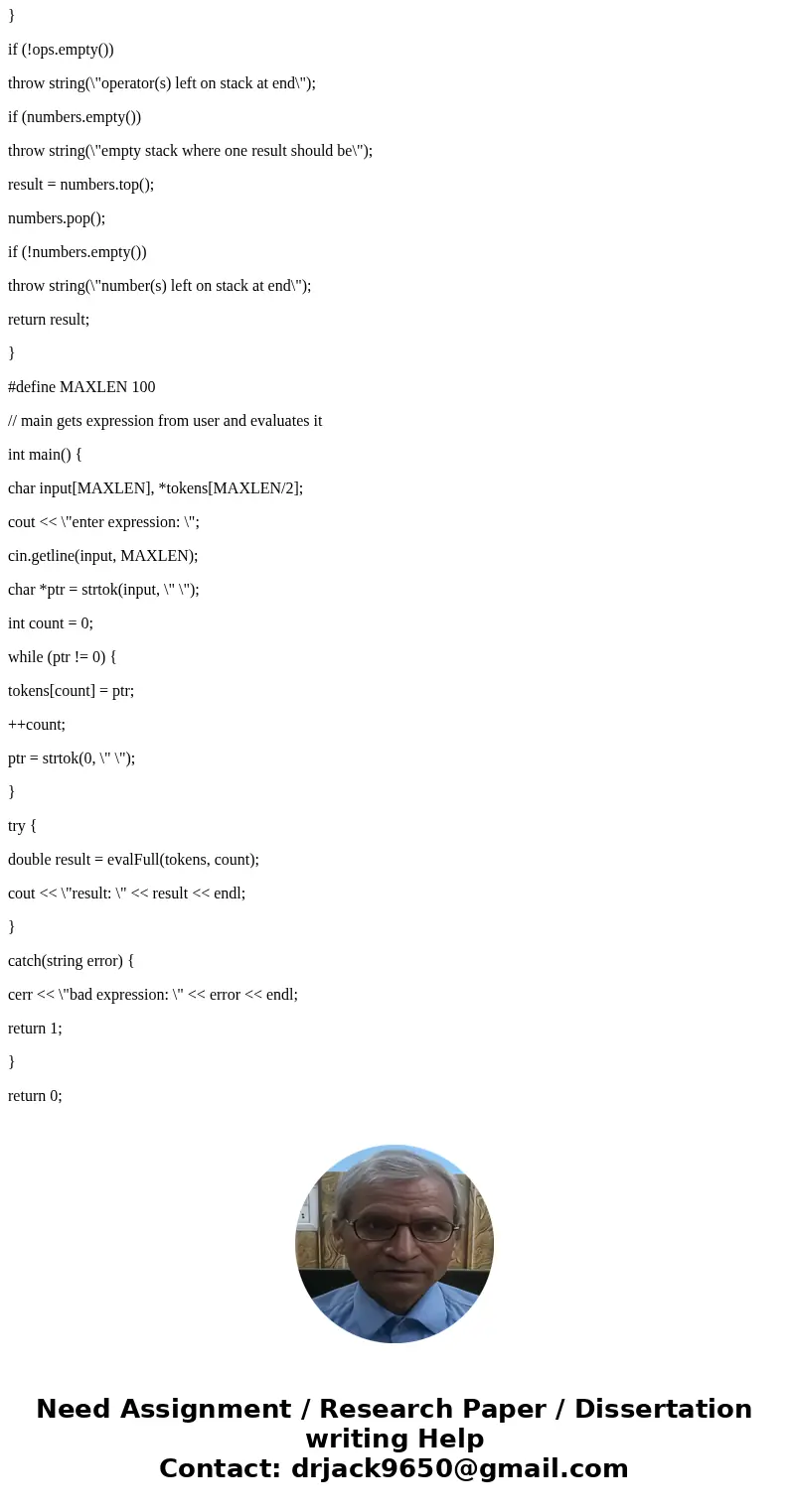 Given intstack.h, usestack.cpp, and evalfull.cpp. You must write a function balanced to complete this program the evalfull.cpp. . Edit evalFull.cpp so that bala Given intstack.h, usestack.cpp, and evalfull.cpp. You must write a function balanced to complete this program the evalfull.cpp. . Edit evalFull.cpp so that bala