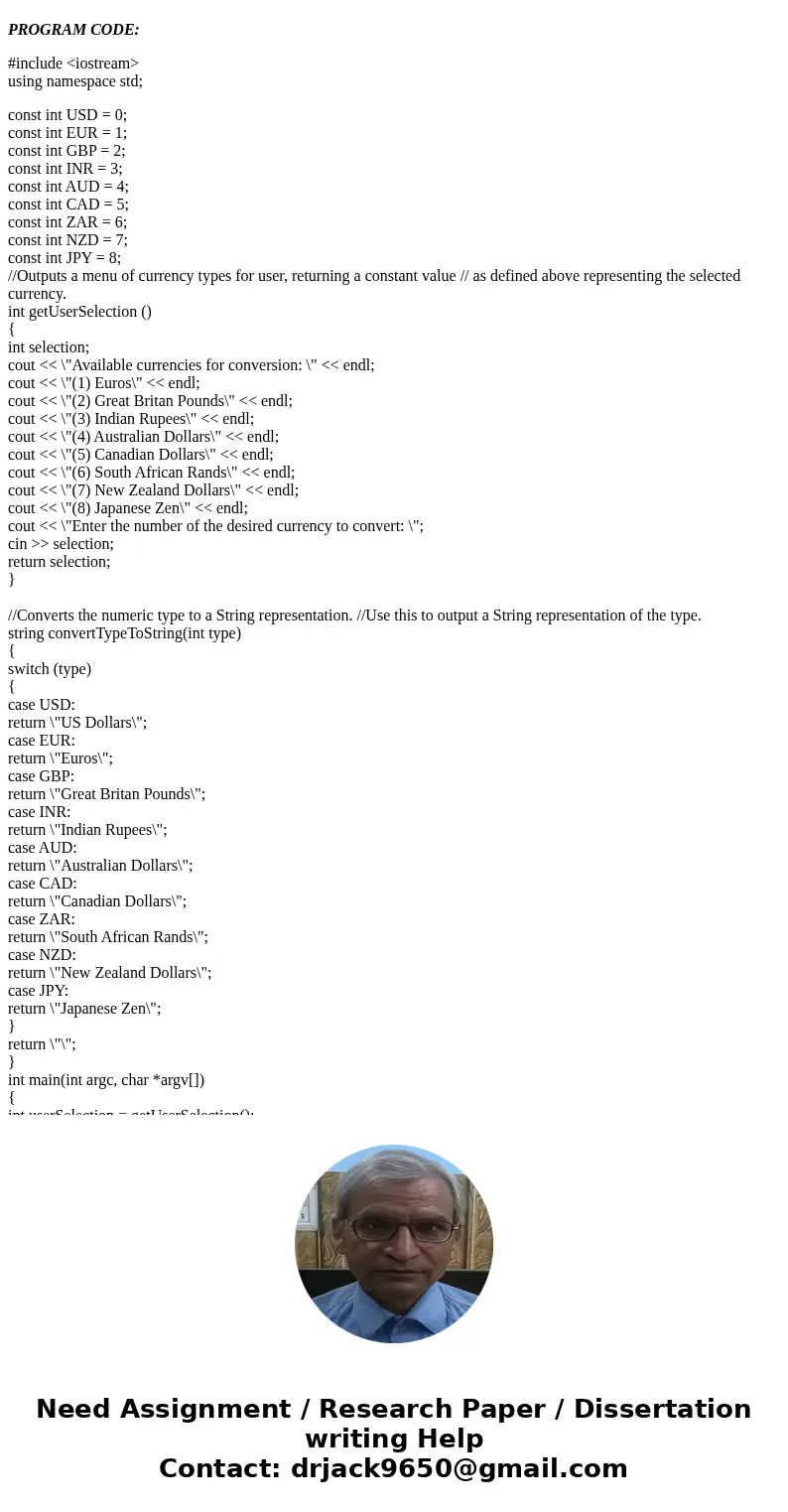 Hello, I am writing a Loop program in xcode (C++) that is supposed to convert various type of currency to dollars. So far everything is working fine. But I have Hello, I am writing a Loop program in xcode (C++) that is supposed to convert various type of currency to dollars. So far everything is working fine. But I have