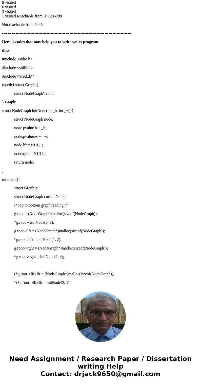 help to writ C program (There is a help Code below) 2) Your task is to write a C program for a Depth-First Search algorithm for graphs. The algorithm can be use help to writ C program (There is a help Code below) 2) Your task is to write a C program for a Depth-First Search algorithm for graphs. The algorithm can be use